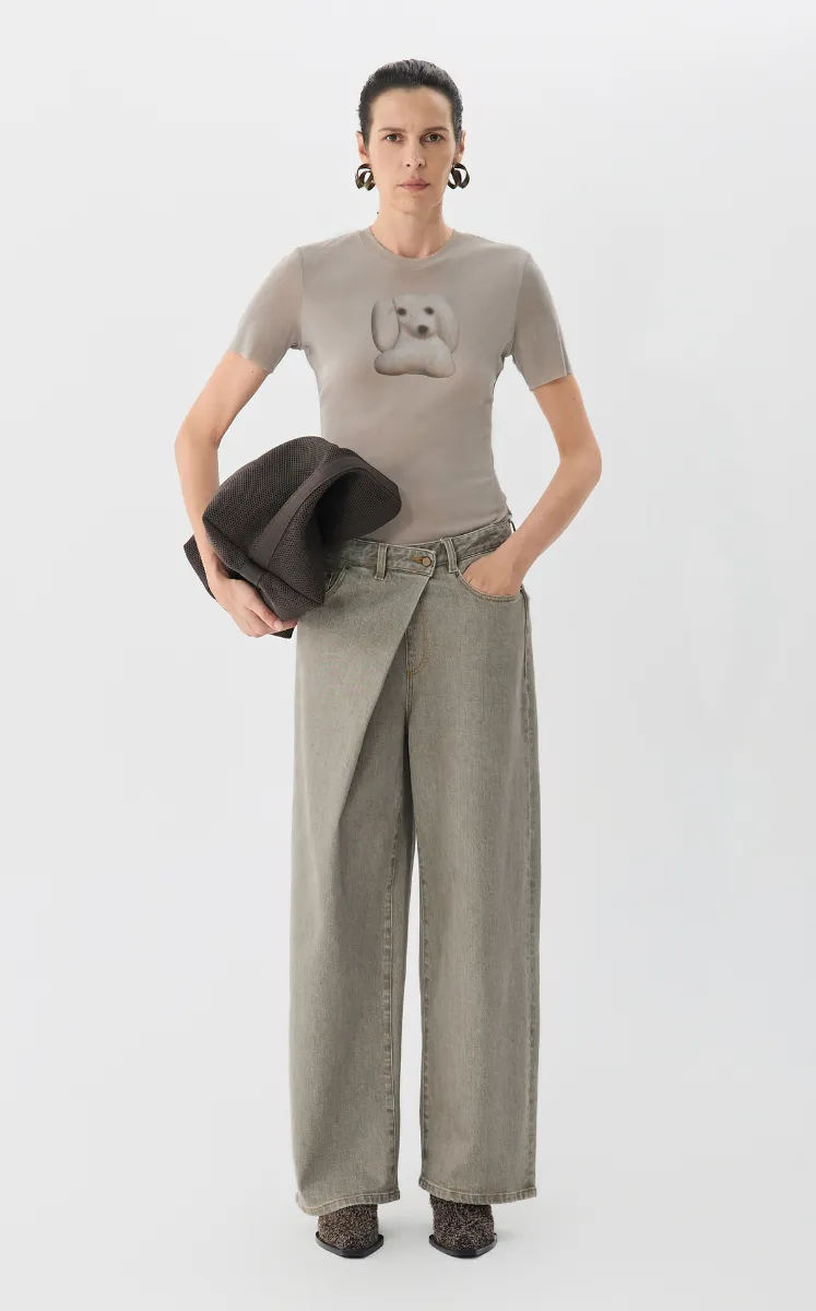 Pants / JNBY Cuffed Denim Wide-Leg Trousers