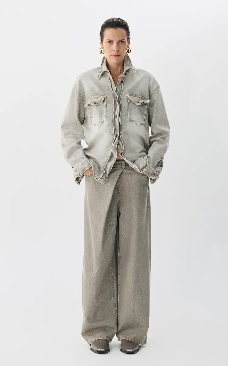 Pants / JNBY Cuffed Denim Wide-Leg Trousers