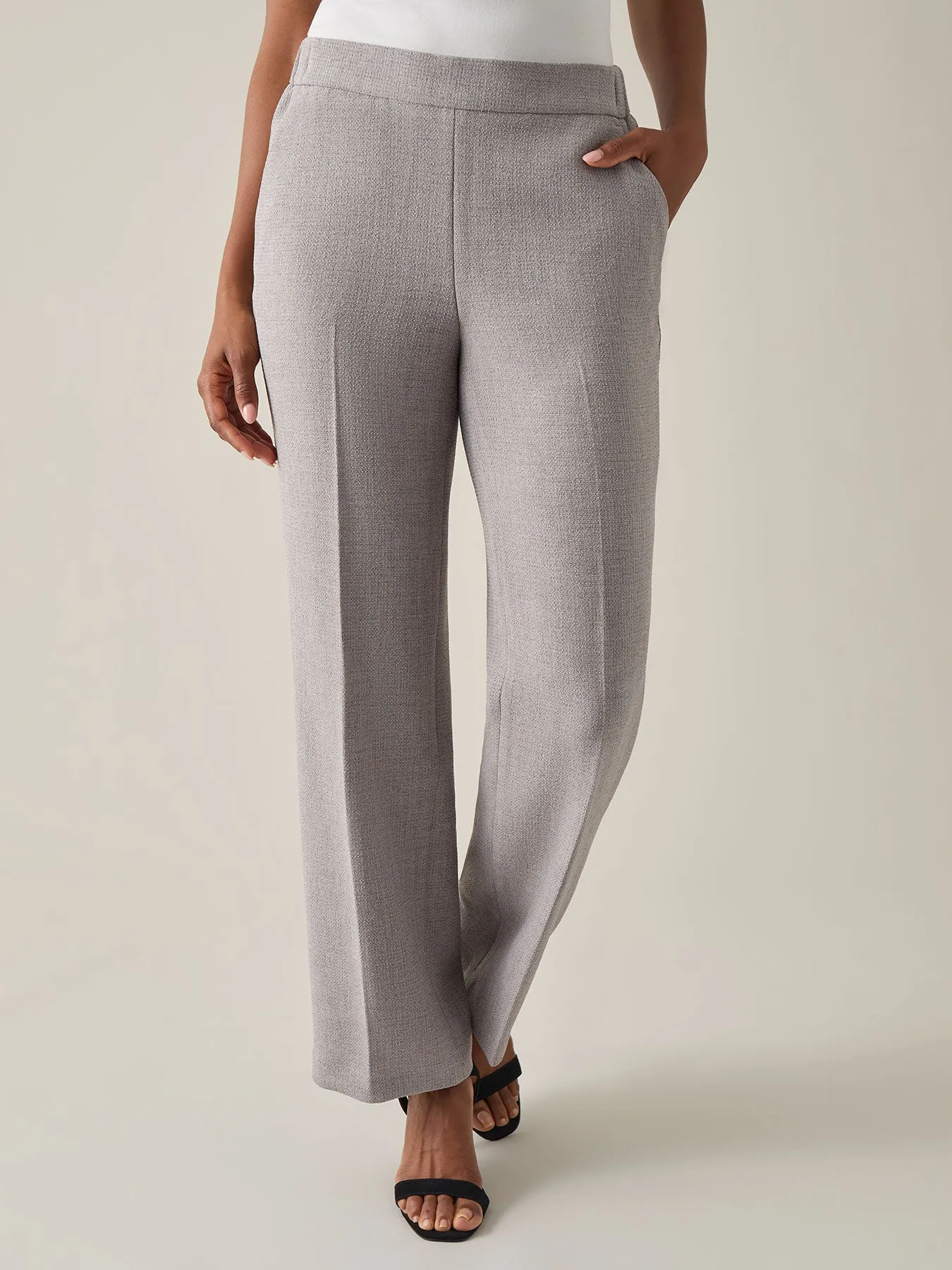 Petite Pull-On Trousers, Melange Crepe