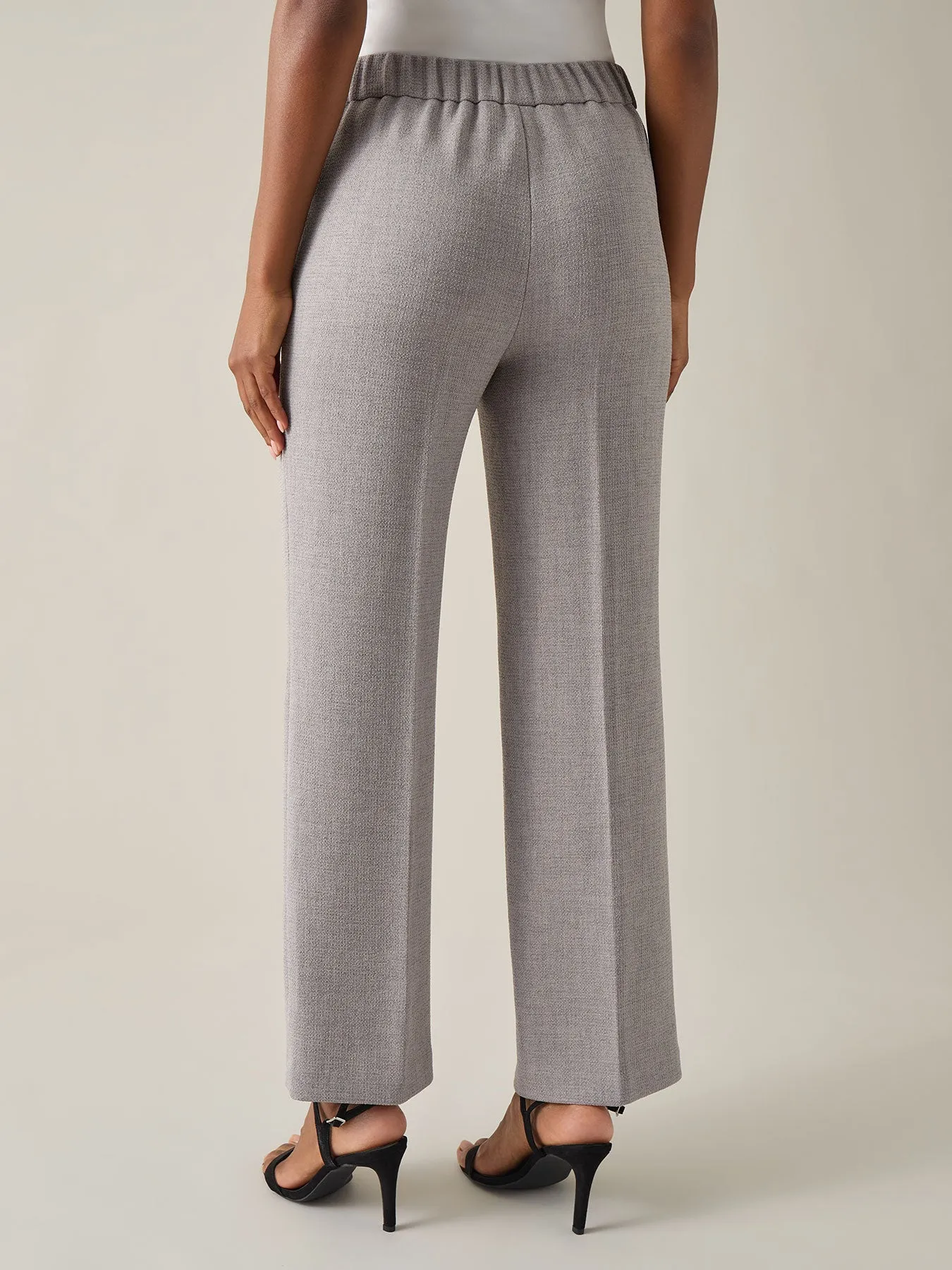 Petite Pull-On Trousers, Melange Crepe