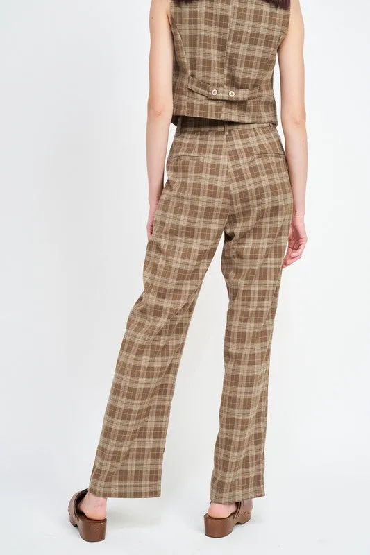 PLAID HIGH WAIST TROUSERS