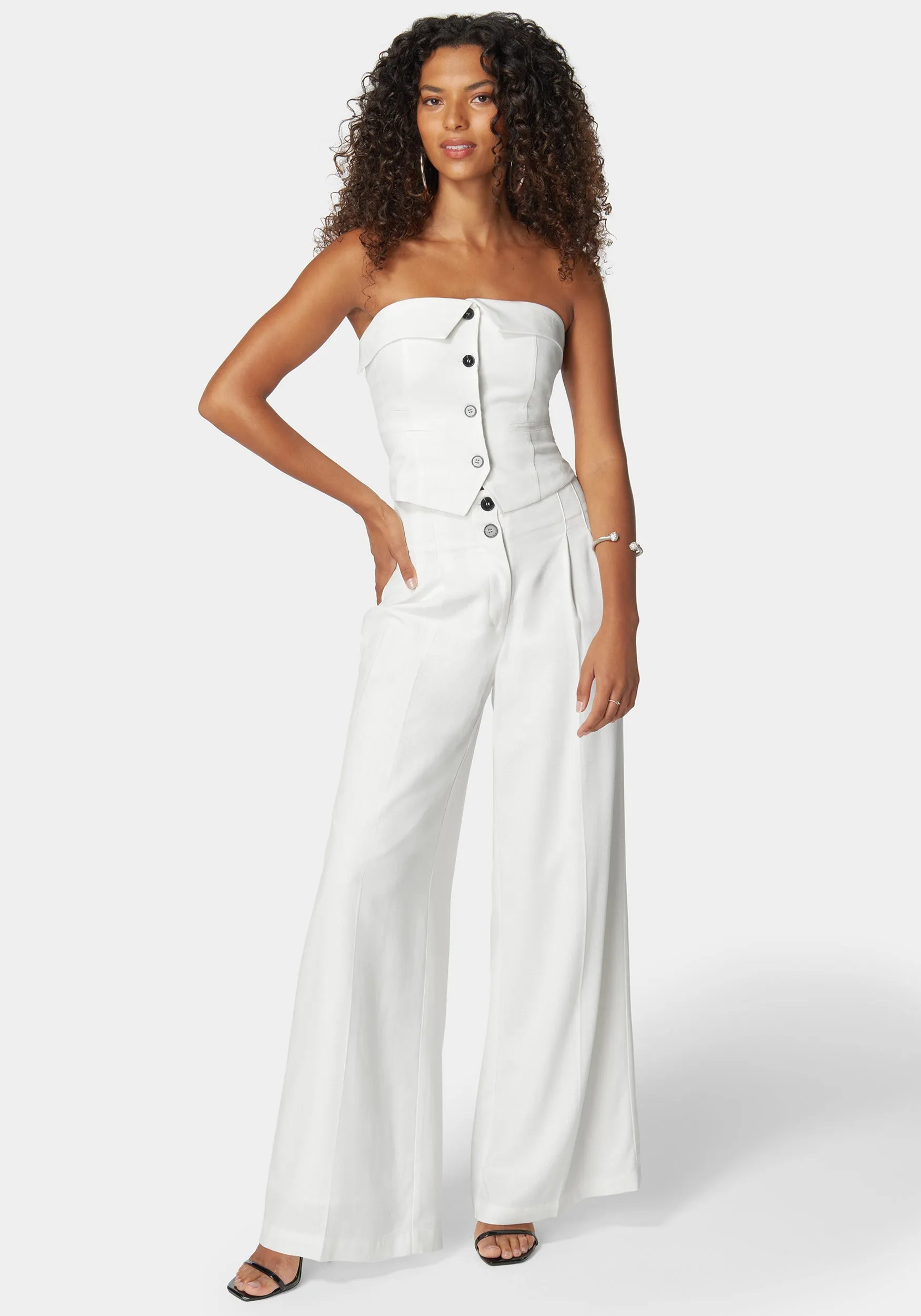 Pleated High Waist Full Wide Leg Pant