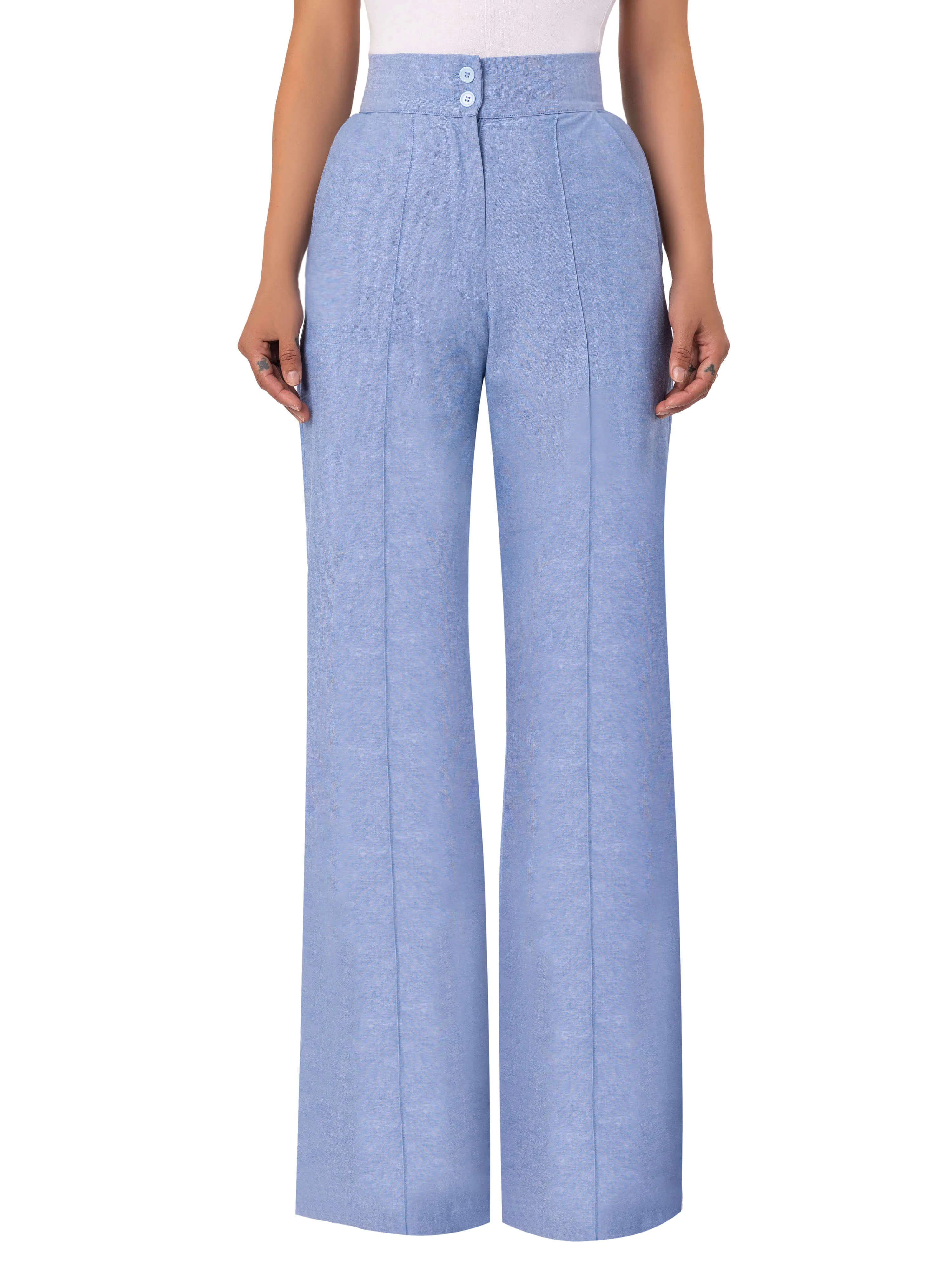 "Rio" Chambray High Waist Pants