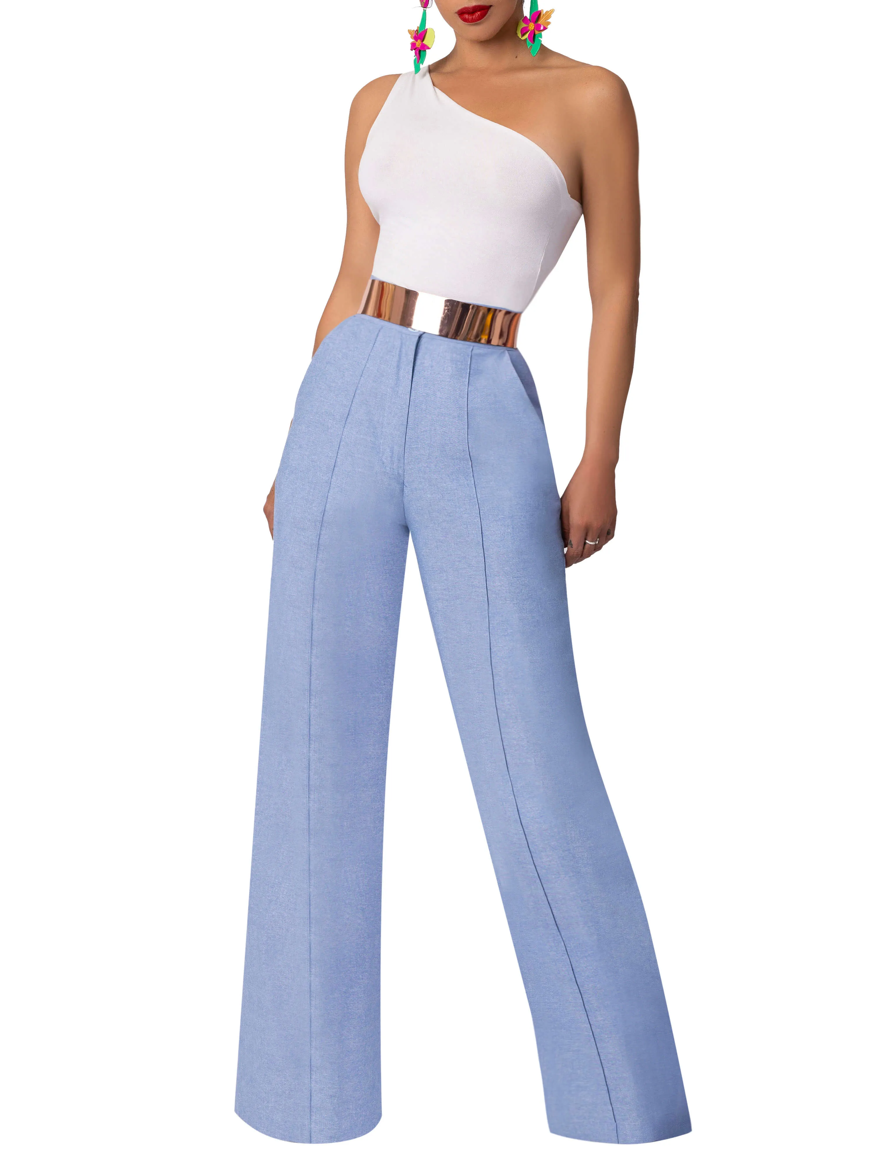 "Rio" Chambray High Waist Pants