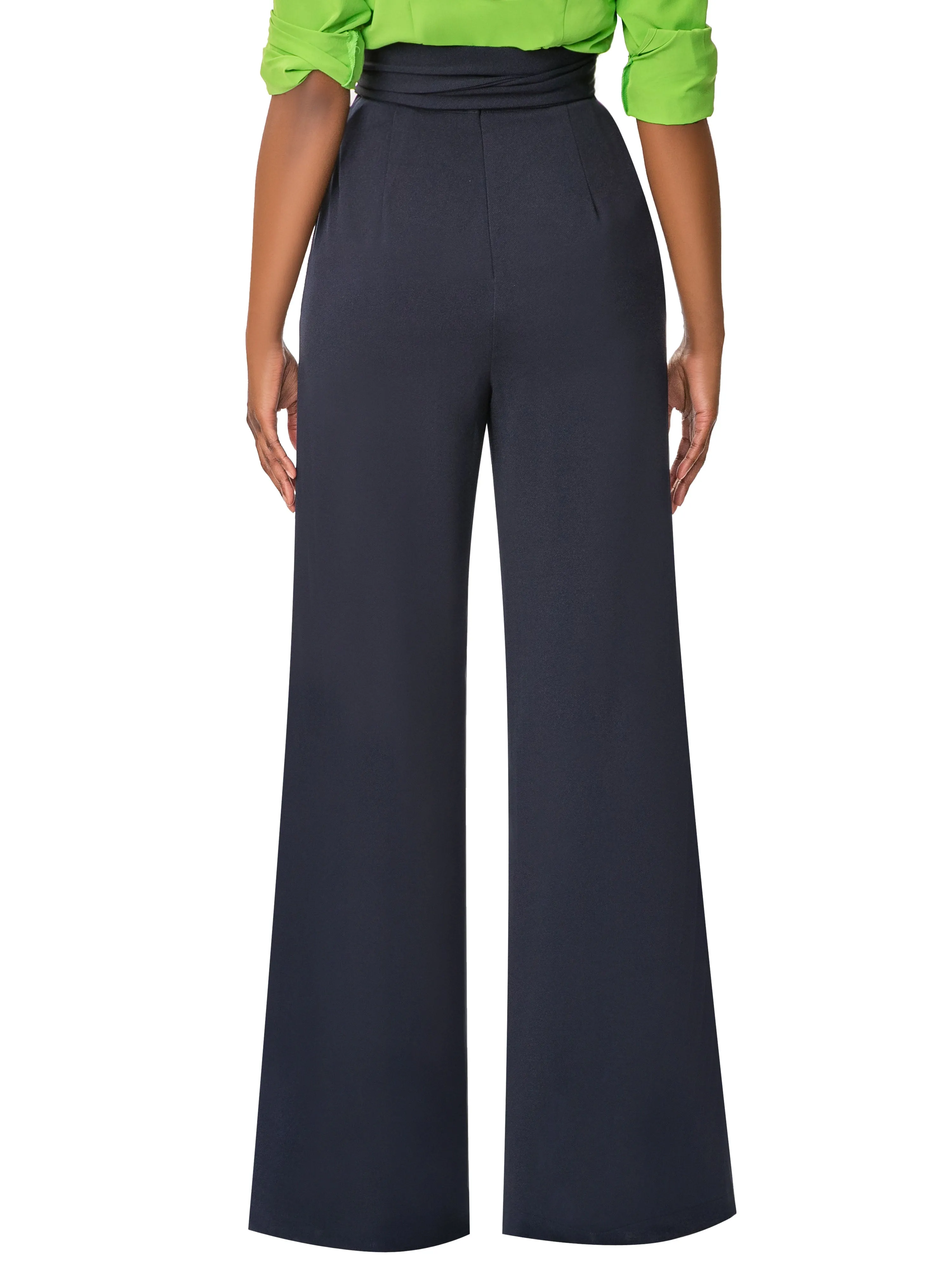 "Tamu" Navy Belted High Waist Pants