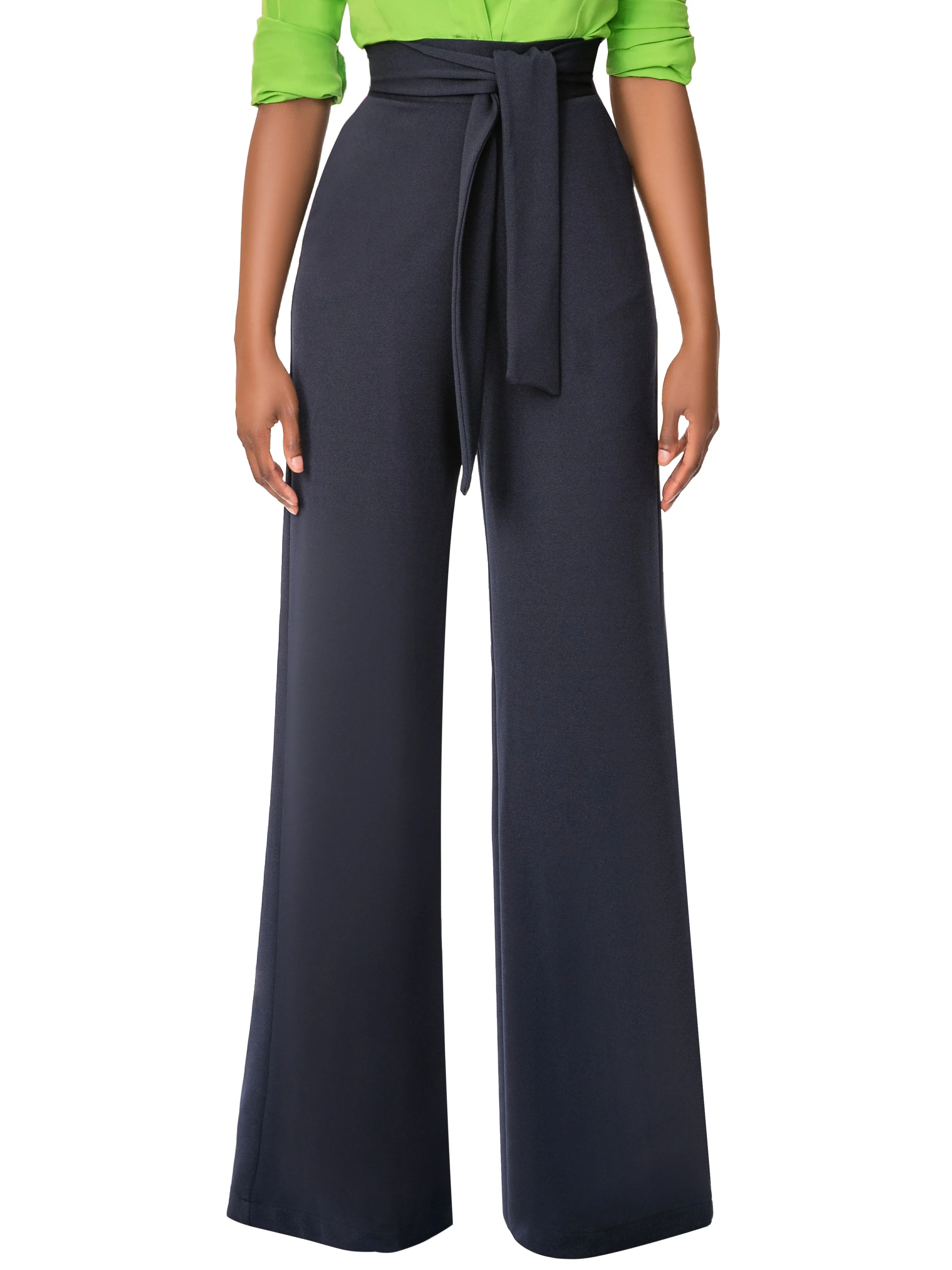 "Tamu" Navy Belted High Waist Pants