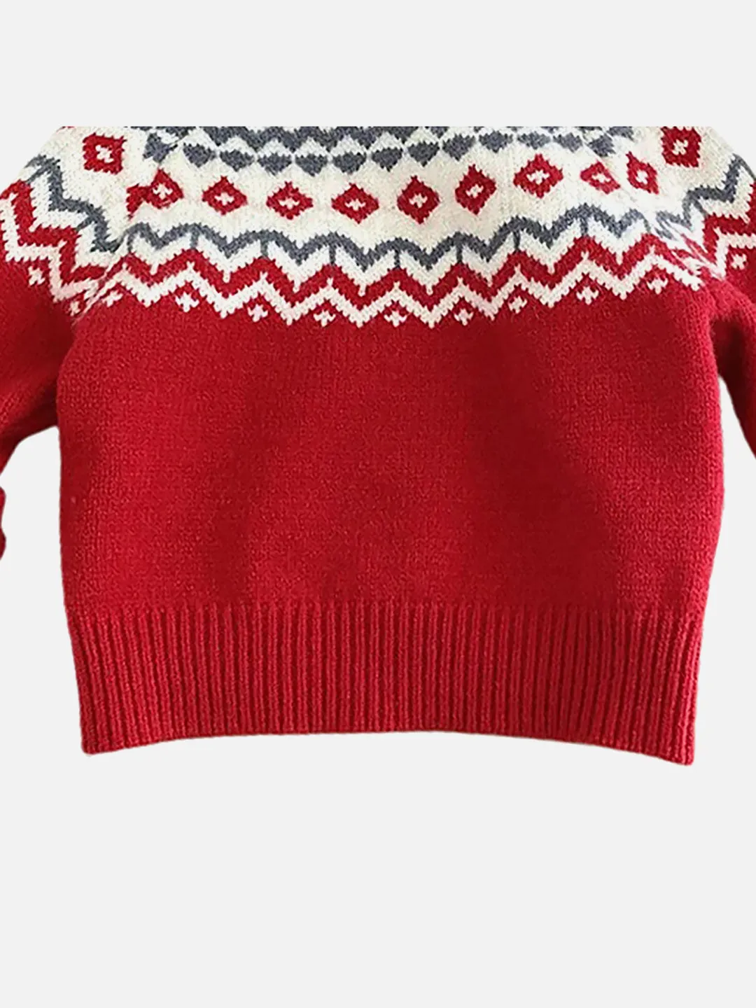 Red & Cream Diamond Warmer Cardigan & Christmas Sweater for Kids