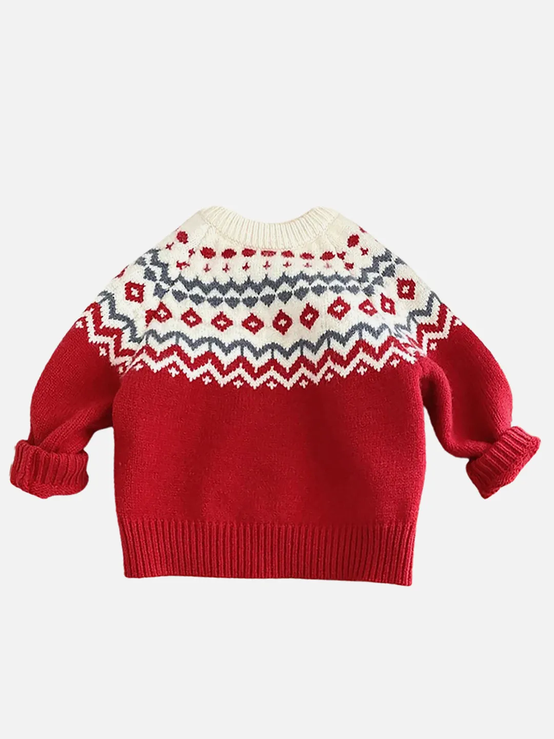 Red & Cream Diamond Warmer Cardigan & Christmas Sweater for Kids