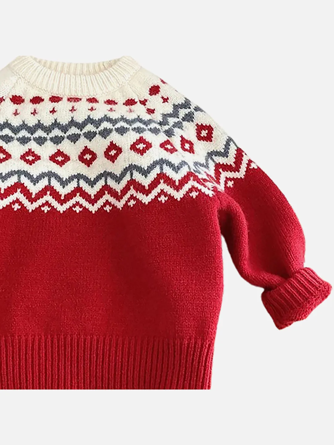 Red & Cream Diamond Warmer Cardigan & Christmas Sweater for Kids