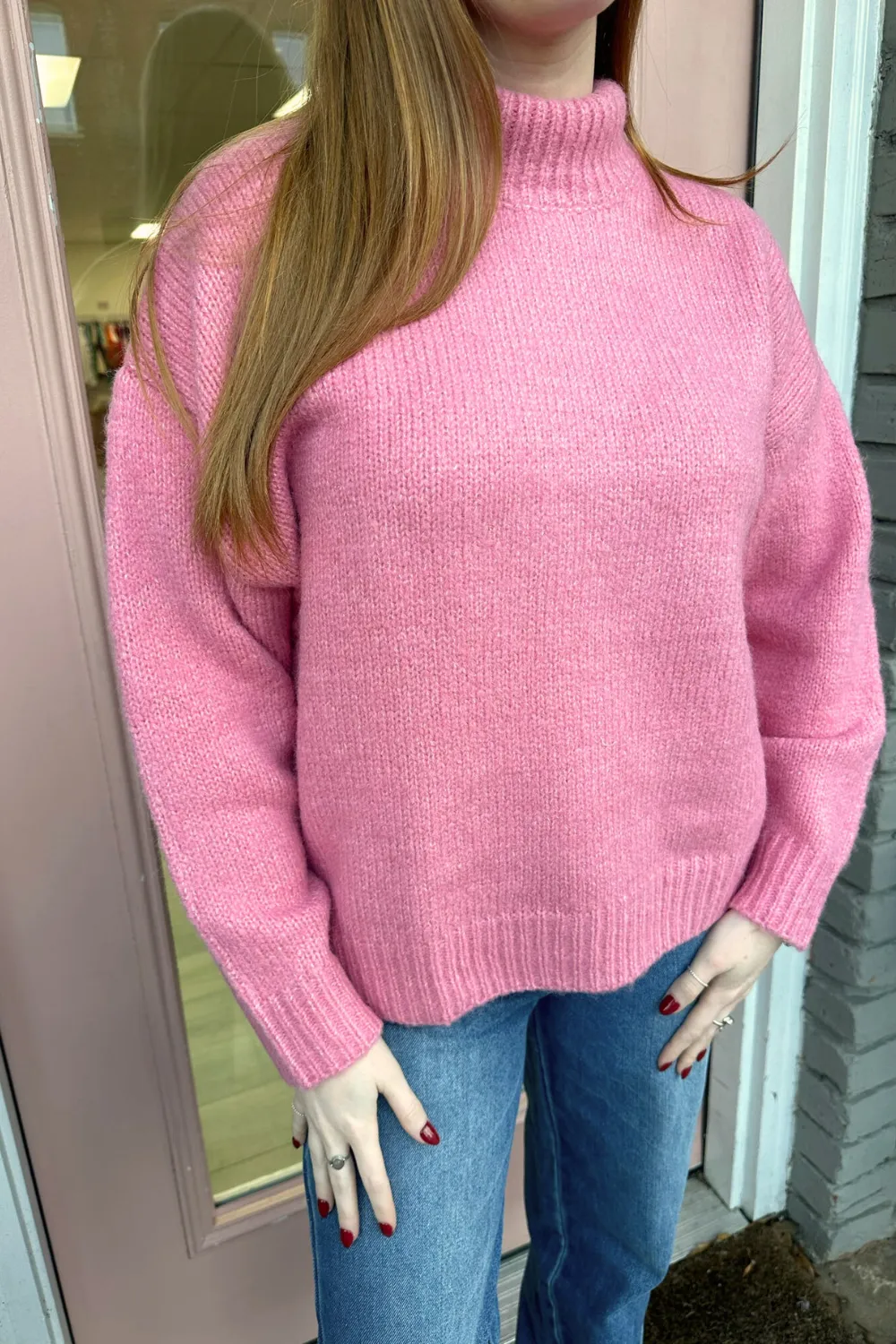 Rose High Neck Oversized Sweater