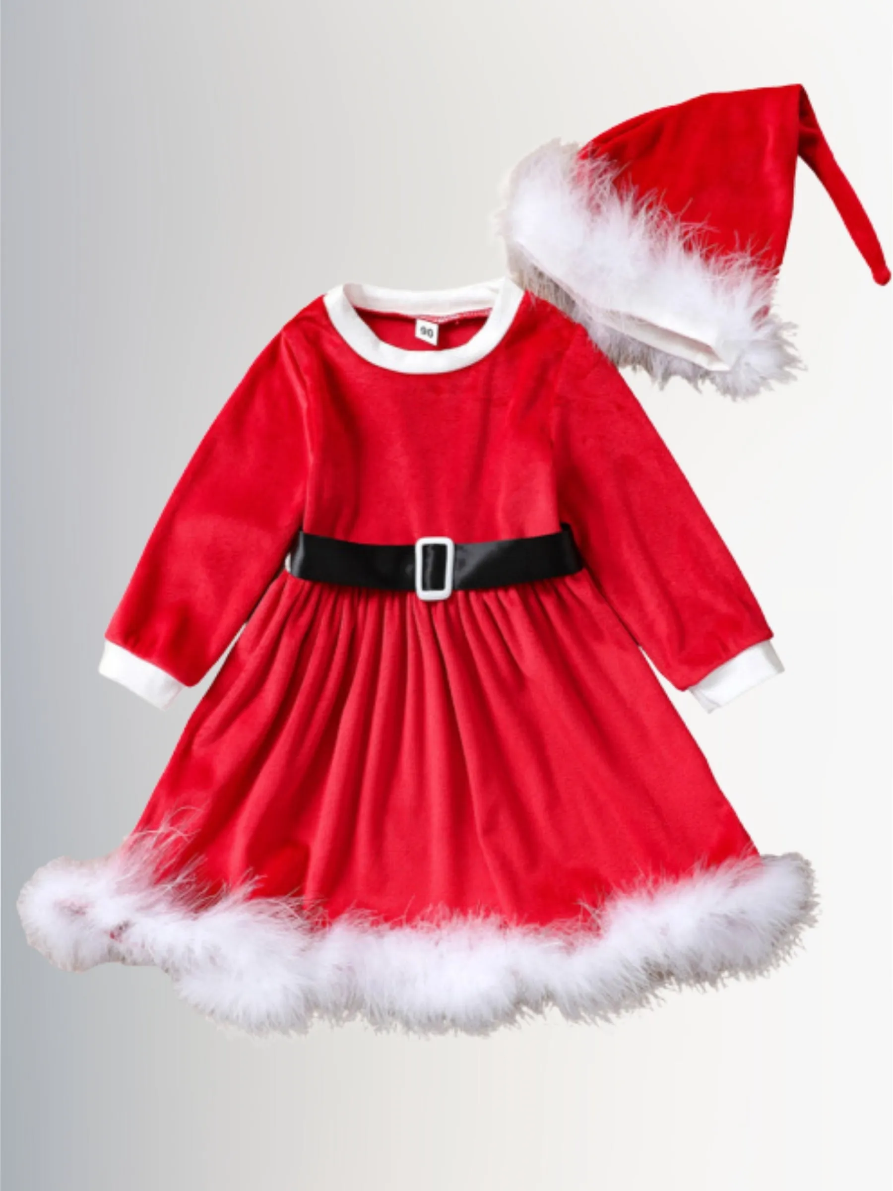 Santa's Littlest Helper Velvet Dress Set