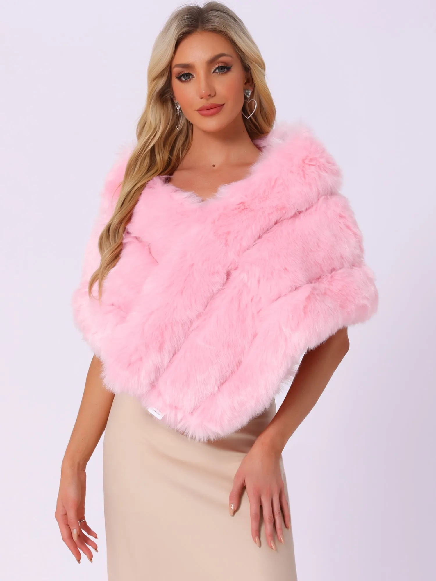 Shawl Faux Fur Elegant Wedding Party Cape Shoulder