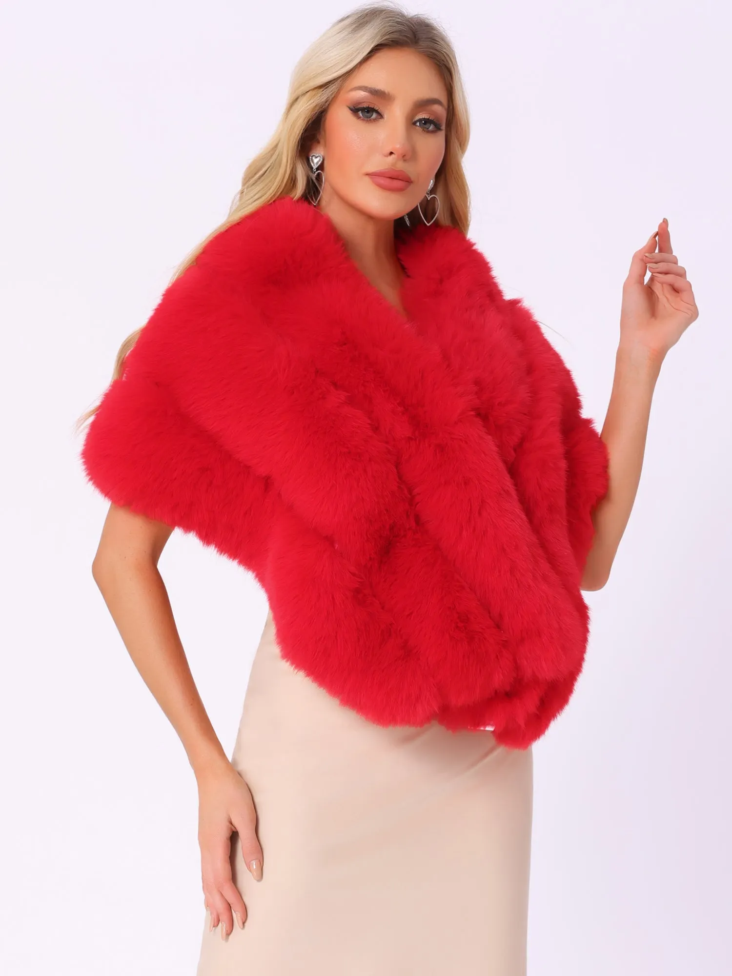 Shawl Faux Fur Elegant Wedding Party Cape Shoulder