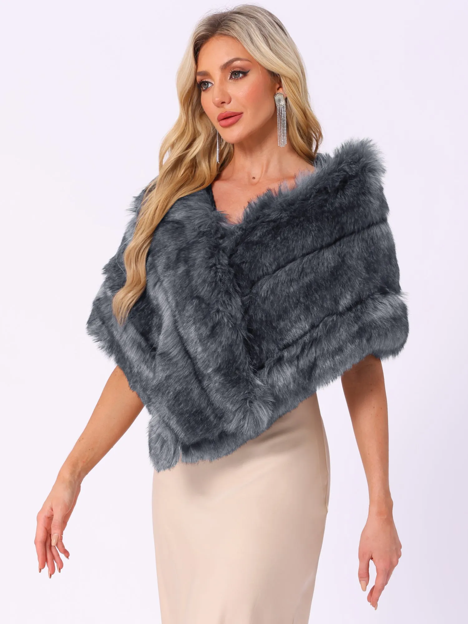 Shawl Faux Fur Elegant Wedding Party Cape Shoulder