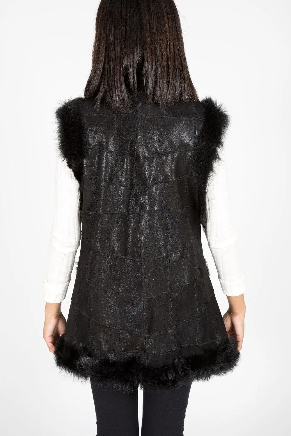 Shearling & Leather Vest (Black)