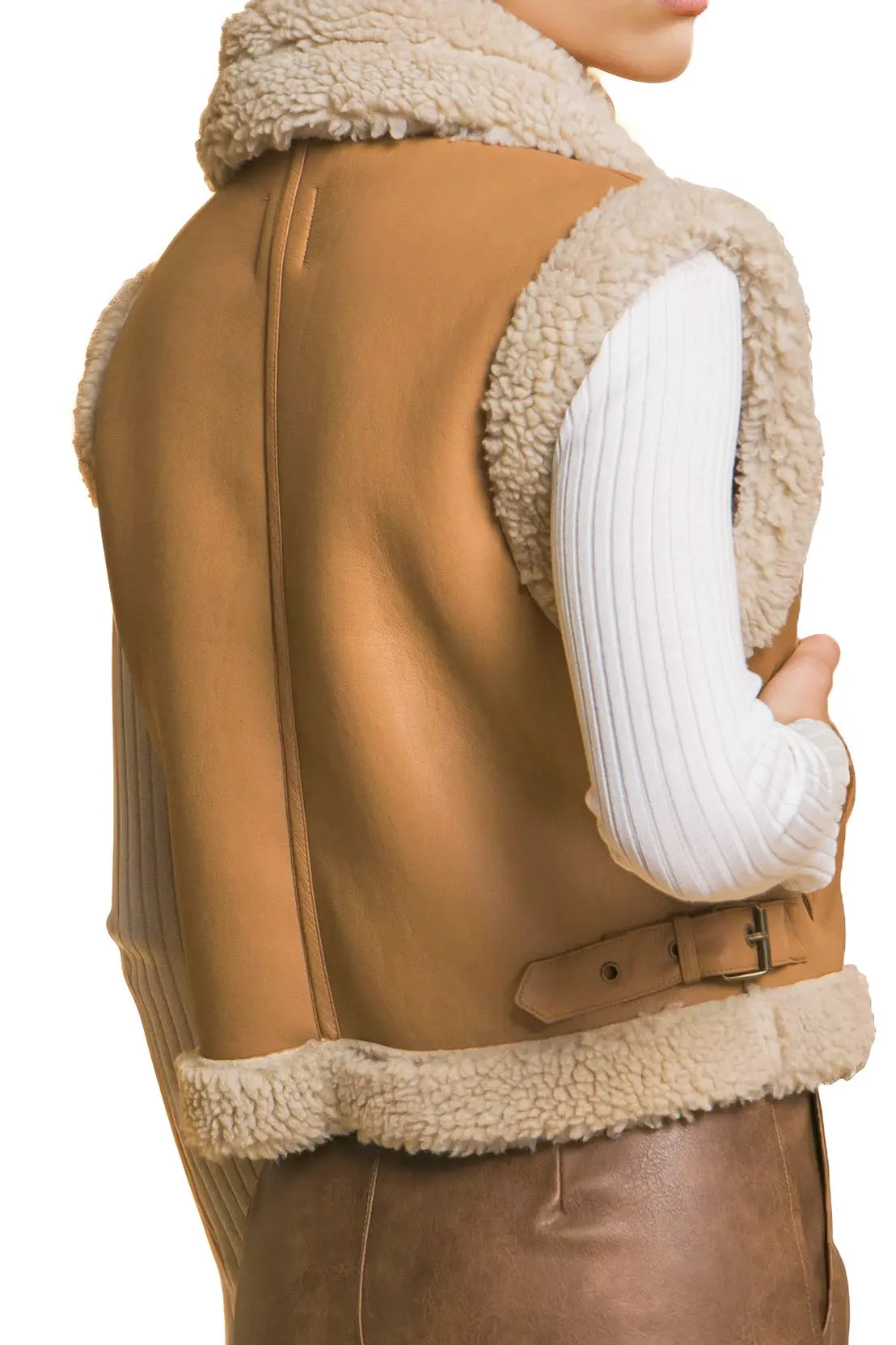 Shearling Moto Vest