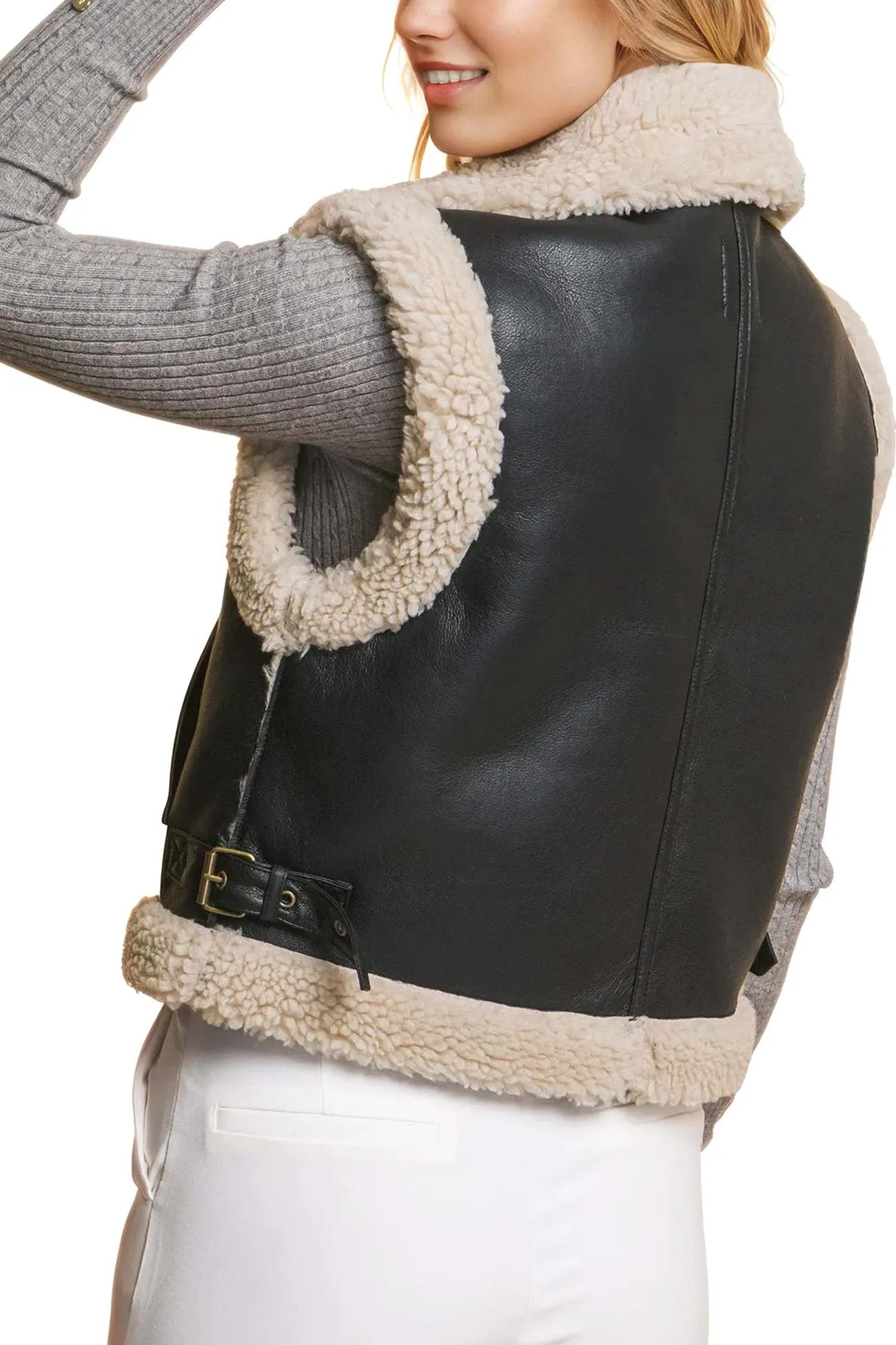 Shearling Moto Vest