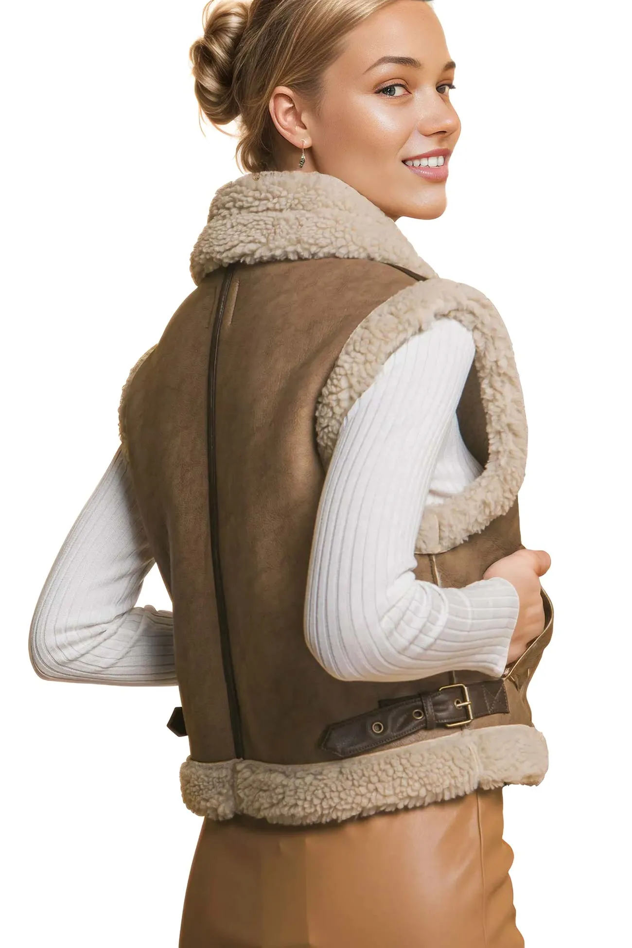 Shearling Moto Vest