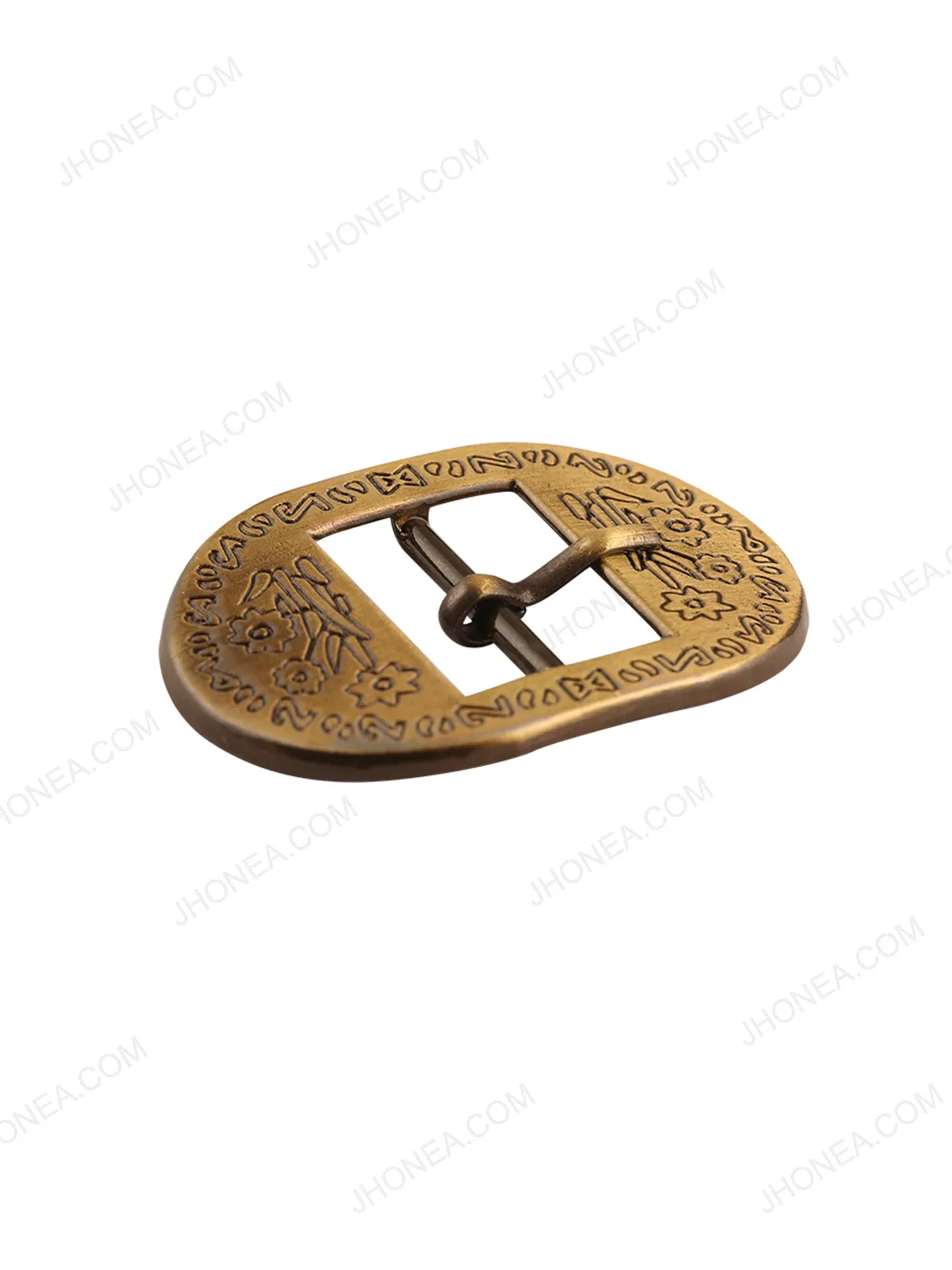 Shiny Engraved Design Fancy Oval Frame Belt Buckle