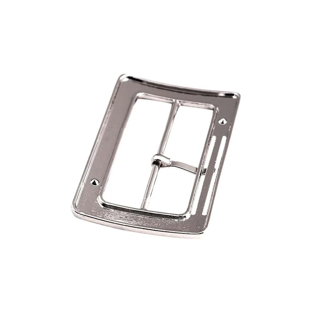 Shiny Nickel Chrome Finish Rectangle Frame Tongue/Prong Belt Buckle