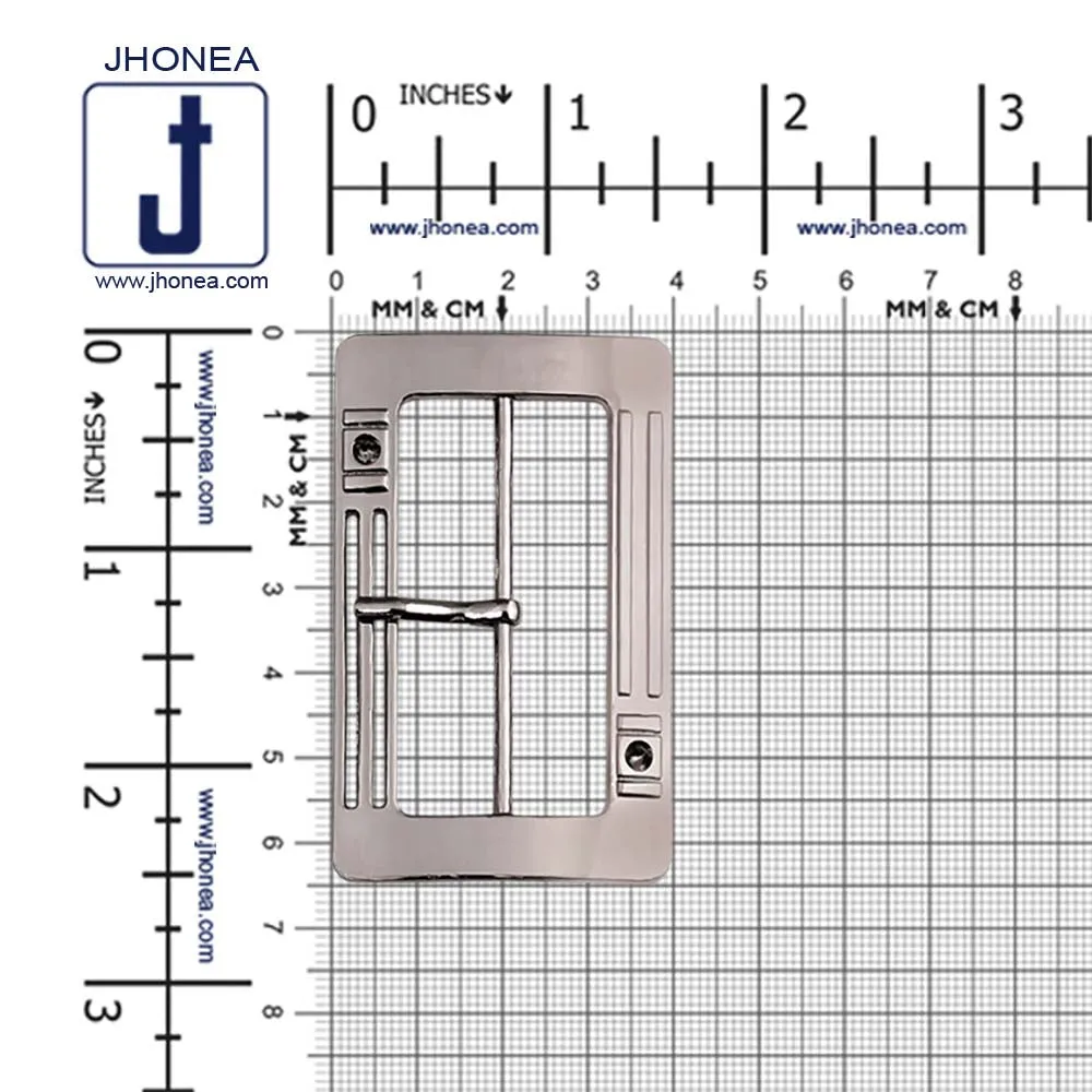 Shiny Nickel Chrome Finish Rectangle Frame Tongue/Prong Belt Buckle