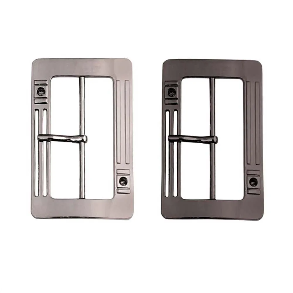 Shiny Nickel Chrome Finish Rectangle Frame Tongue/Prong Belt Buckle