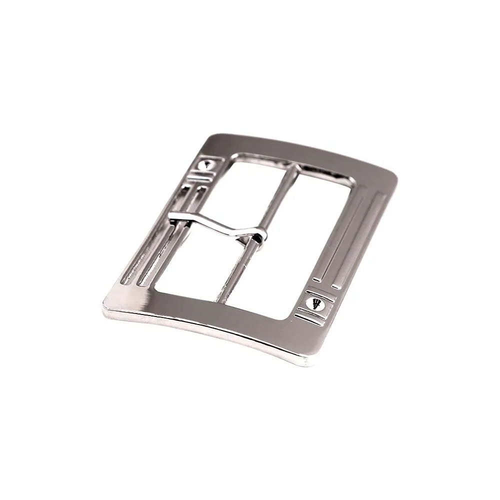 Shiny Nickel Chrome Finish Rectangle Frame Tongue/Prong Belt Buckle