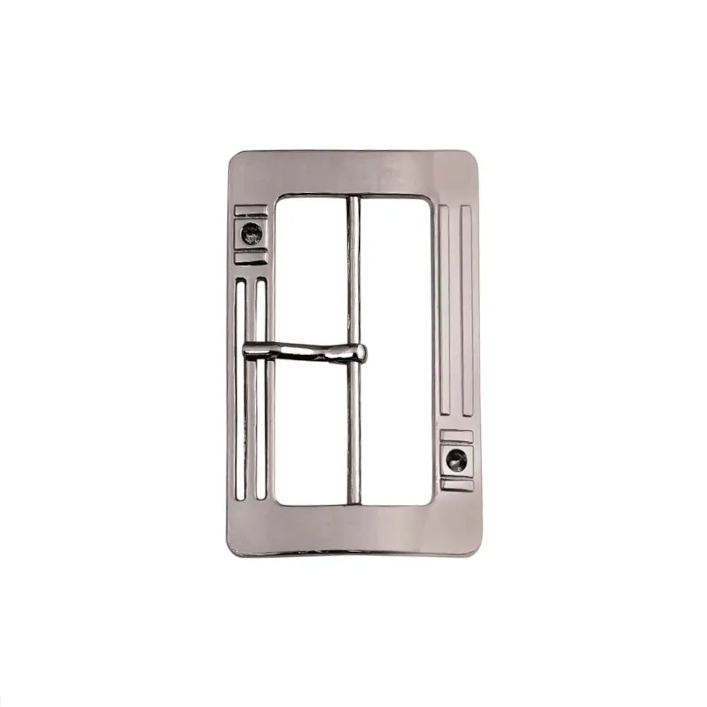 Shiny Nickel Chrome Finish Rectangle Frame Tongue/Prong Belt Buckle