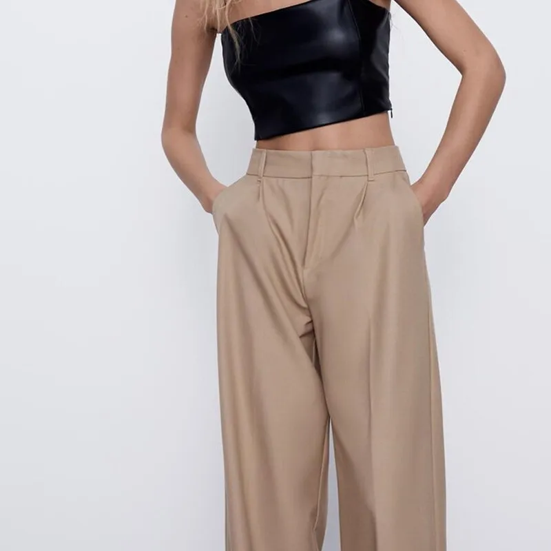 Solid High Waist Pants