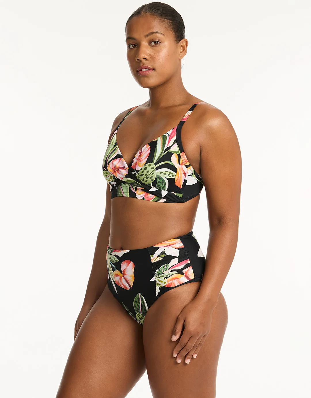 Sundown High Waist Gathered Side Bikini Pant