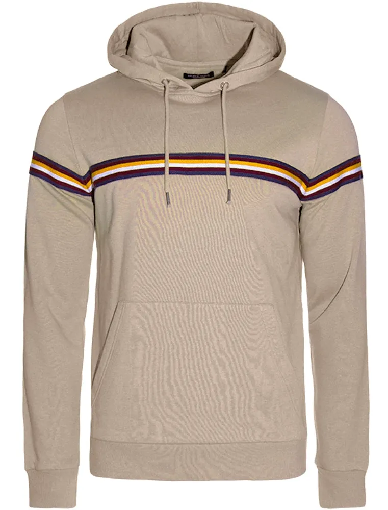 Trance Pullover Hoodie with Knitted Stripe Tape in Mushroom