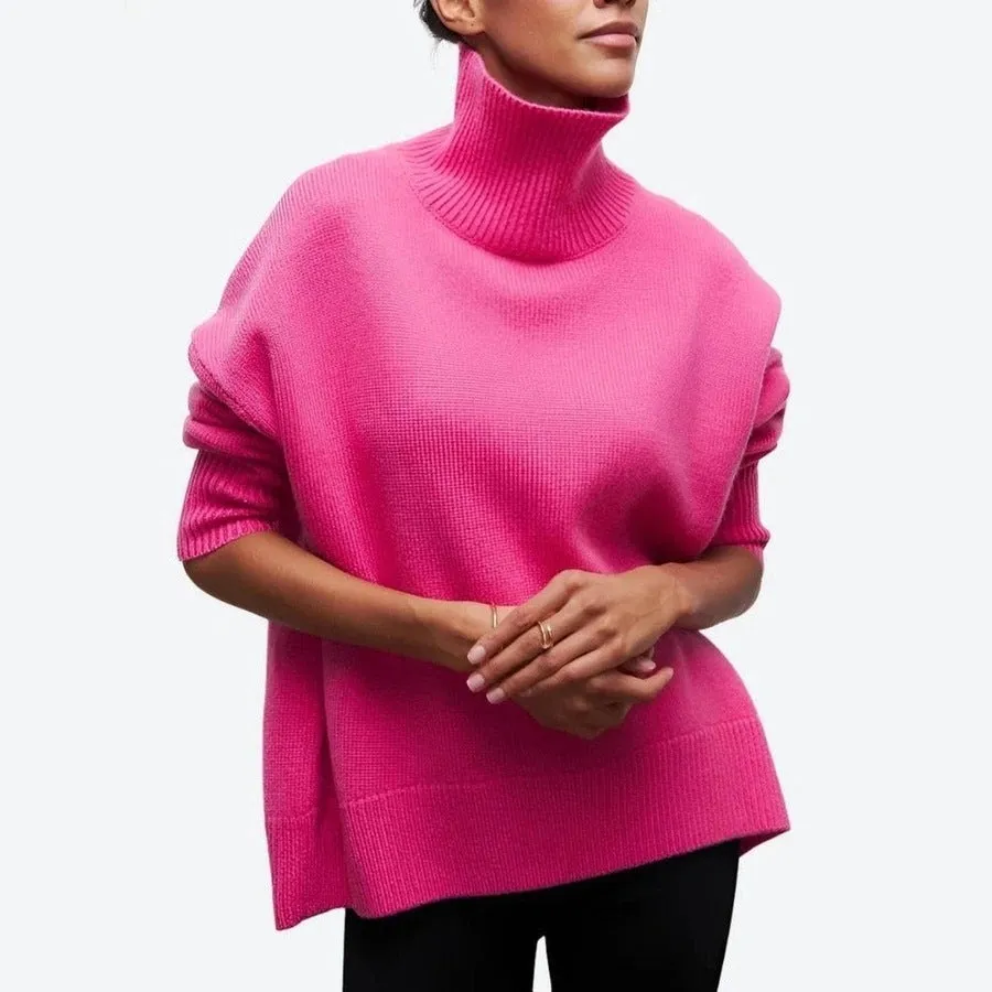 Trendy Oversized Turtleneck Knit Sweaters