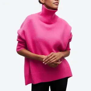 Trendy Oversized Turtleneck Knit Sweaters