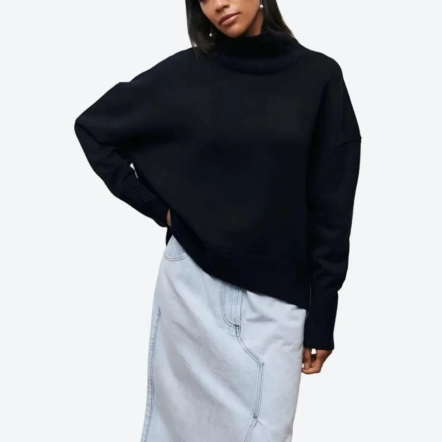 Trendy Oversized Turtleneck Knit Sweaters