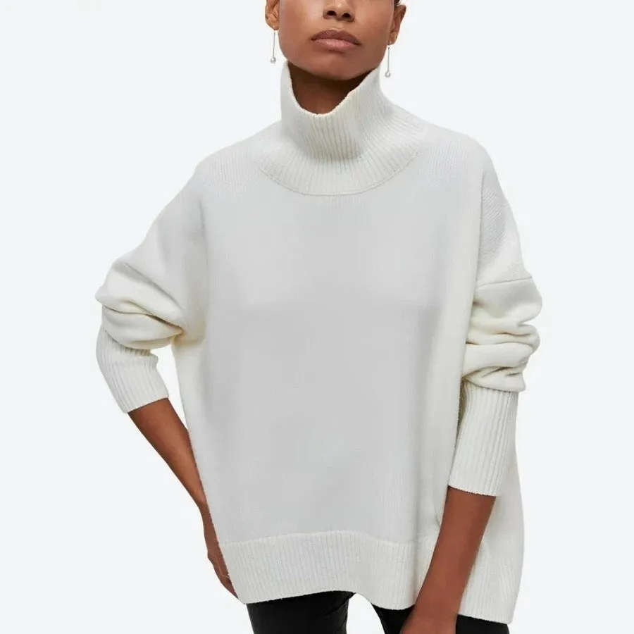 Trendy Oversized Turtleneck Knit Sweaters