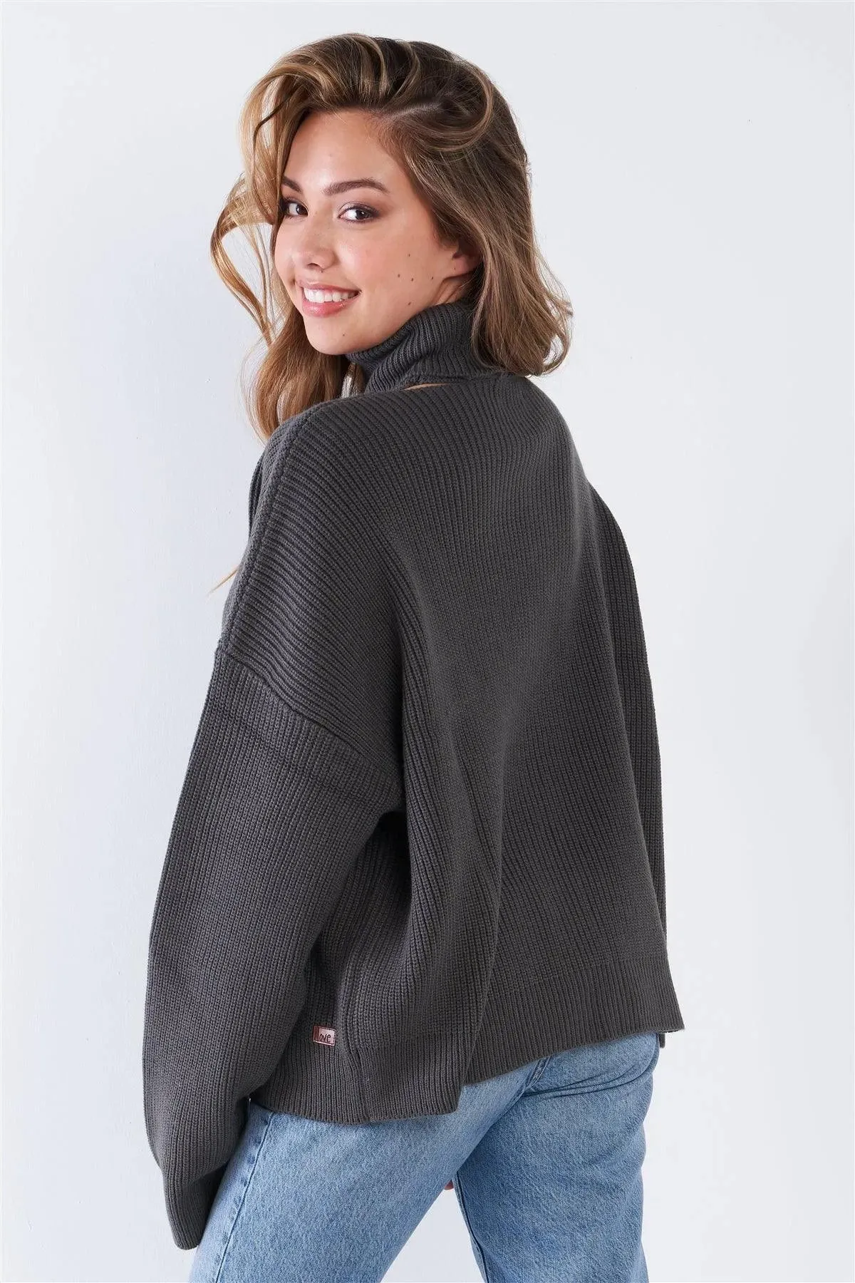 Turtleneck Oversized Dolman Sleeves Knit Sweater