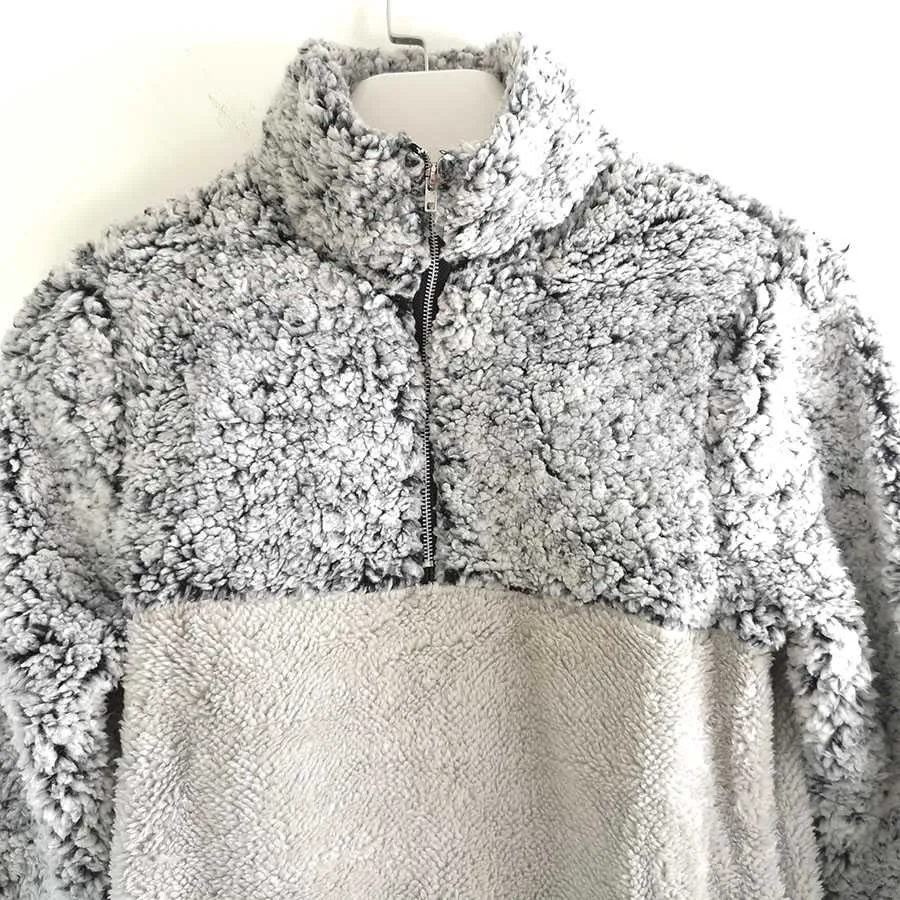 Two Toned Fuzzy Sherpa Fleece Pullover