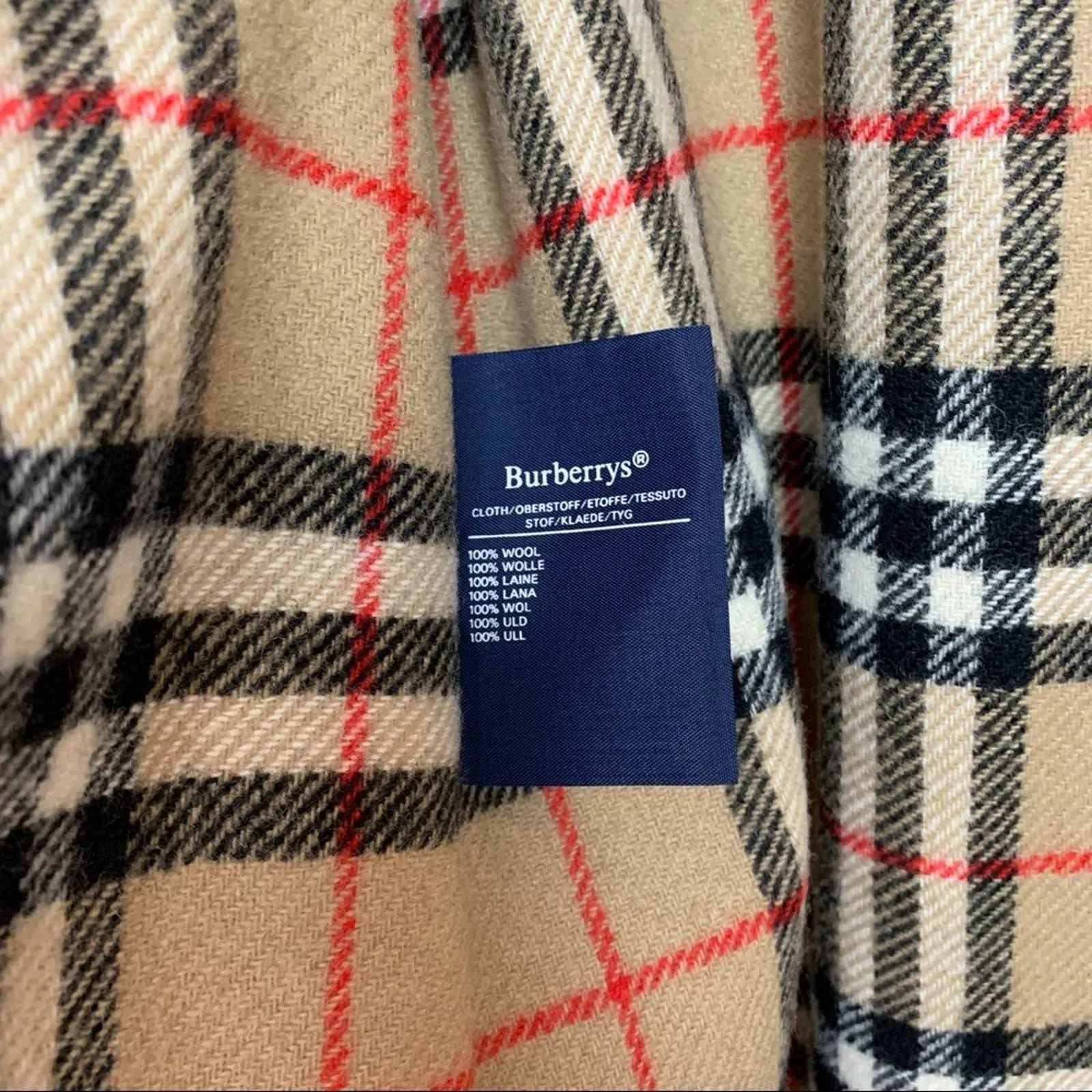 Vintage Burberry Trench Coat Nova Check 14L Long Burberrys Wool Cotton Plaid