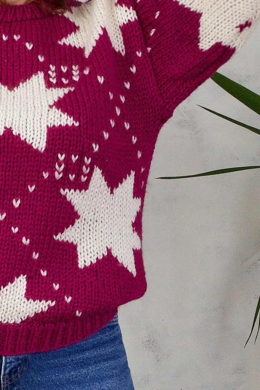 Vintage Raspberry Star Celestial Sweater