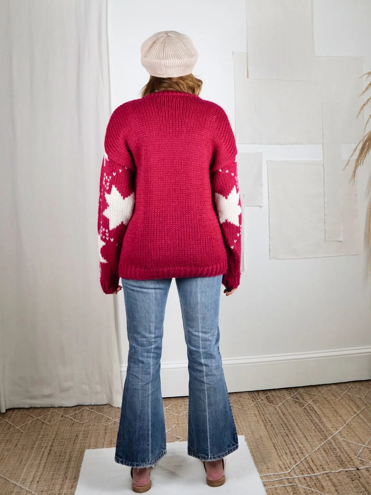 Vintage Raspberry Star Celestial Sweater