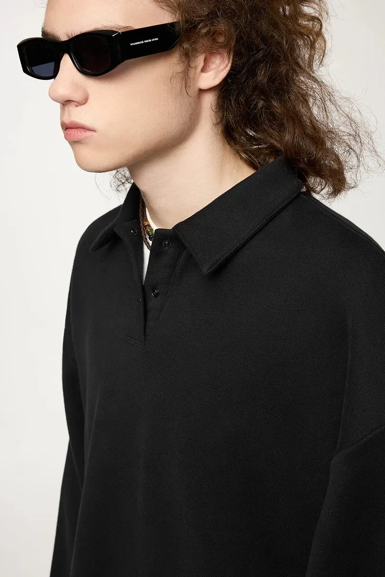 Warm oversized loose fit polo shirt