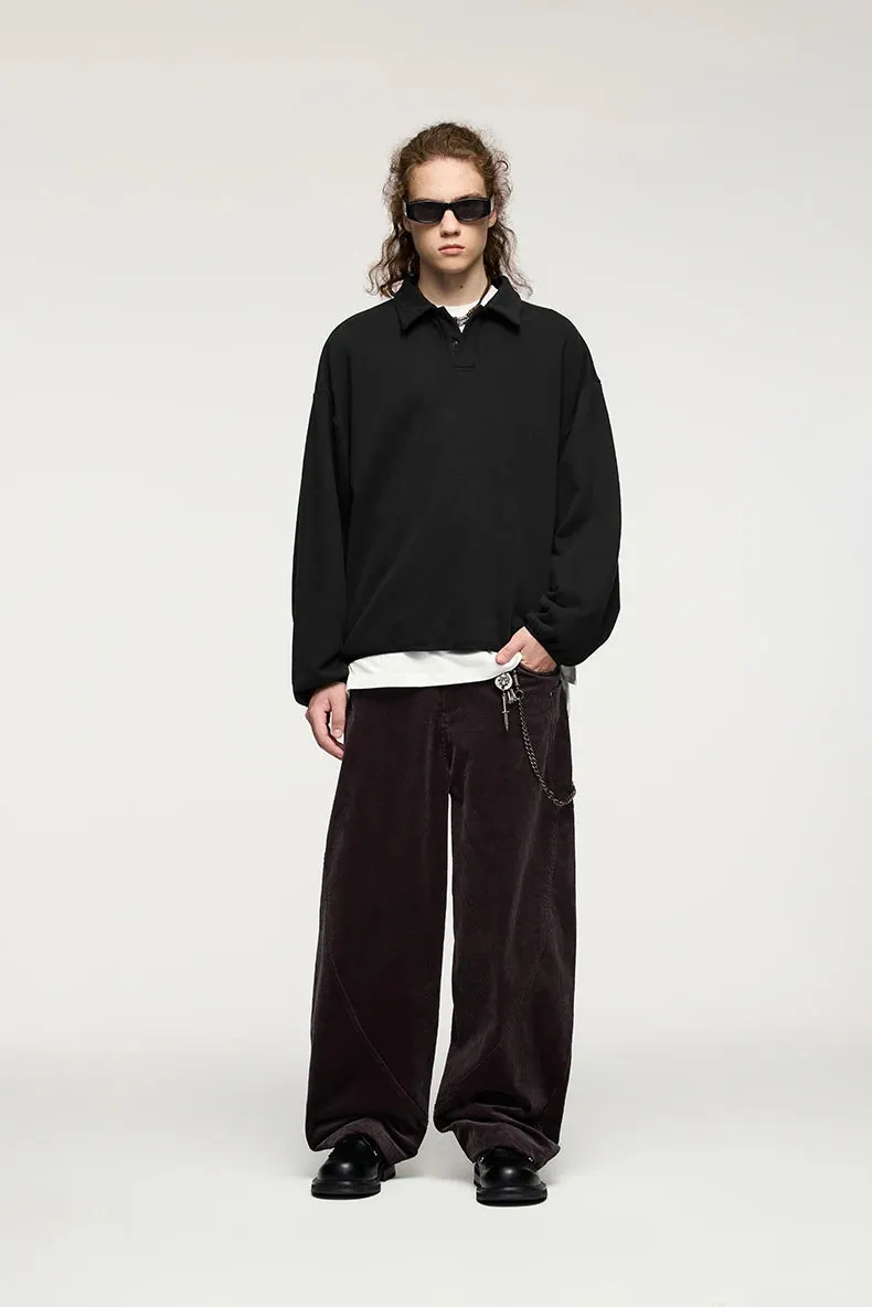 Warm oversized loose fit polo shirt