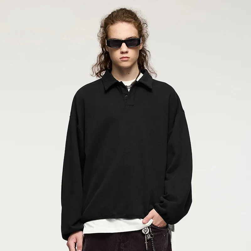 Warm oversized loose fit polo shirt