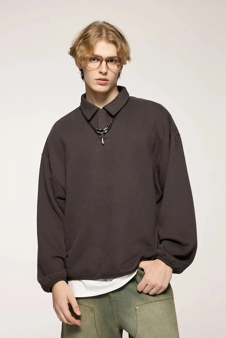 Warm oversized loose fit polo shirt