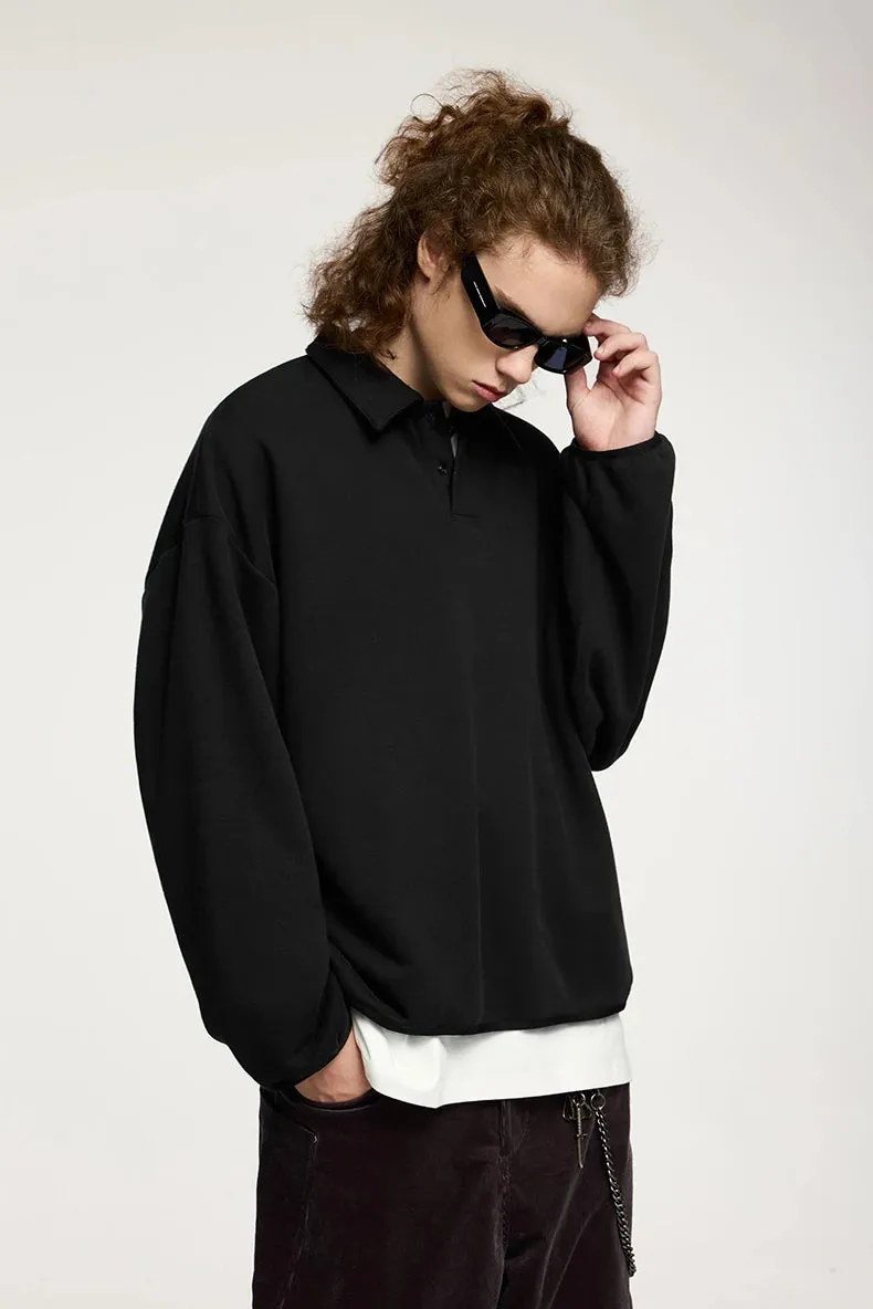 Warm oversized loose fit polo shirt