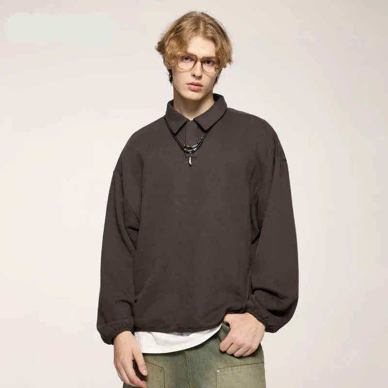 Warm oversized loose fit polo shirt