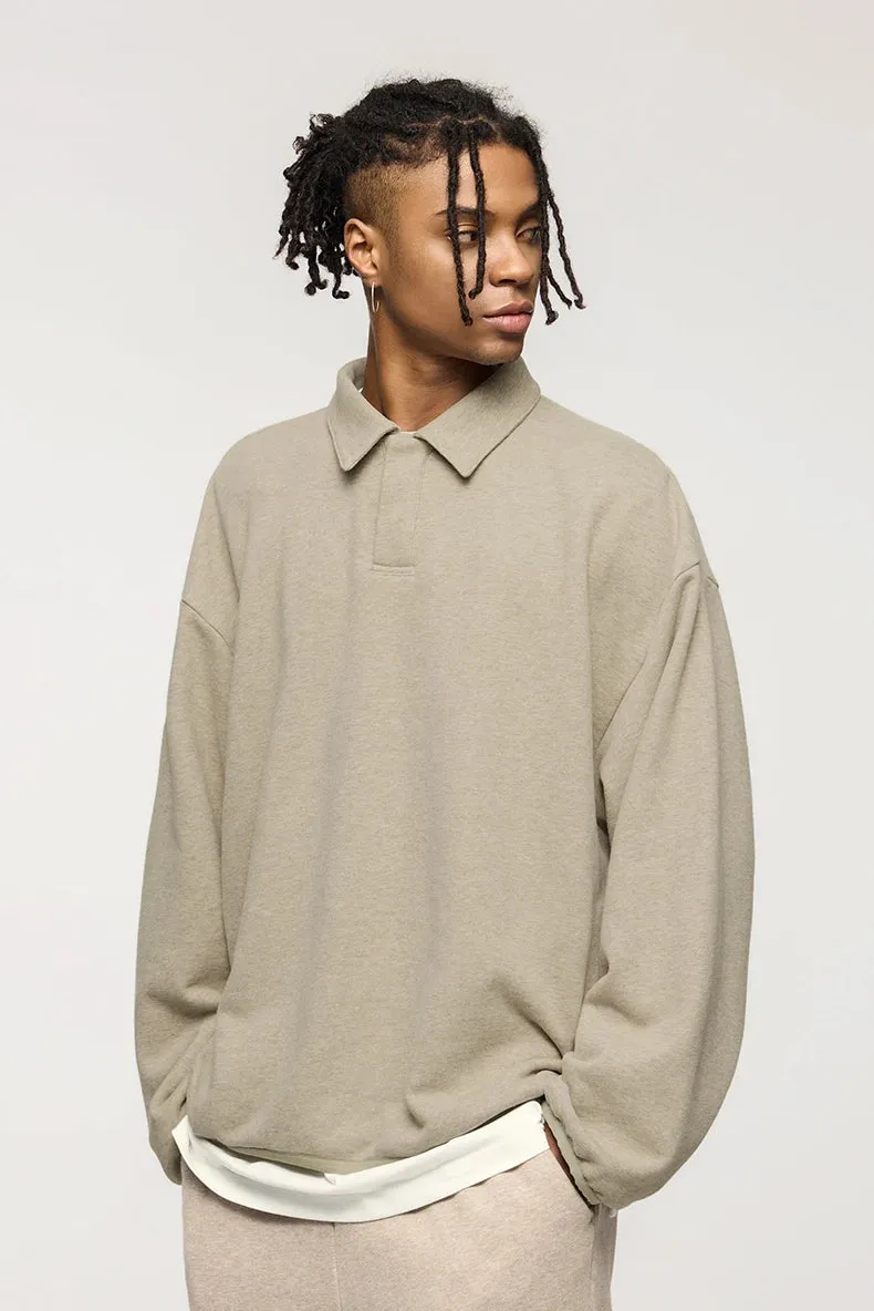 Warm oversized loose fit polo shirt