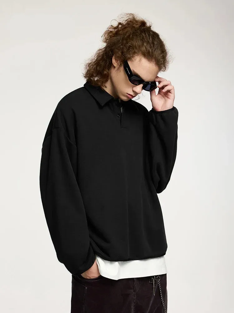 Warm oversized loose fit polo shirt