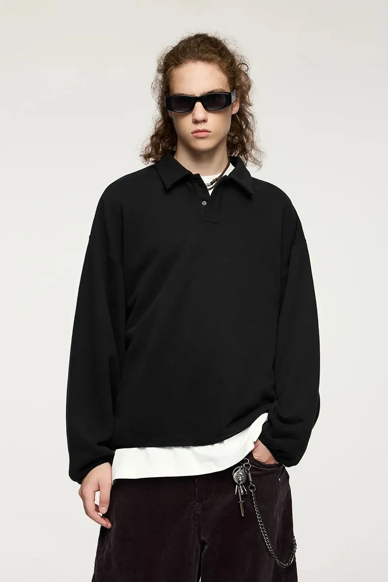 Warm oversized loose fit polo shirt