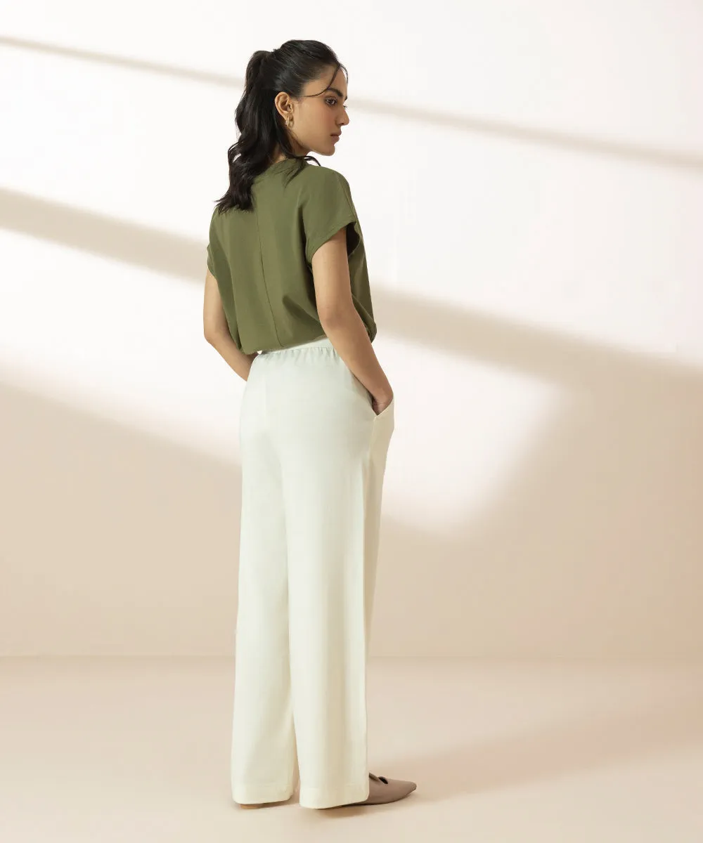 Wide Leg Jersey Trousers